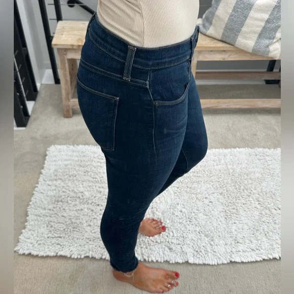 Hudson Natalie midrise skinny frayed ankle blue washed denim Jean designer 27 - Picture 4 of 12